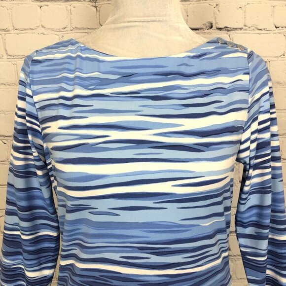 J McLaughlin Wavesong Top Size S Catalina Cloth Blue Sunset Lake - Picture 4 of 8